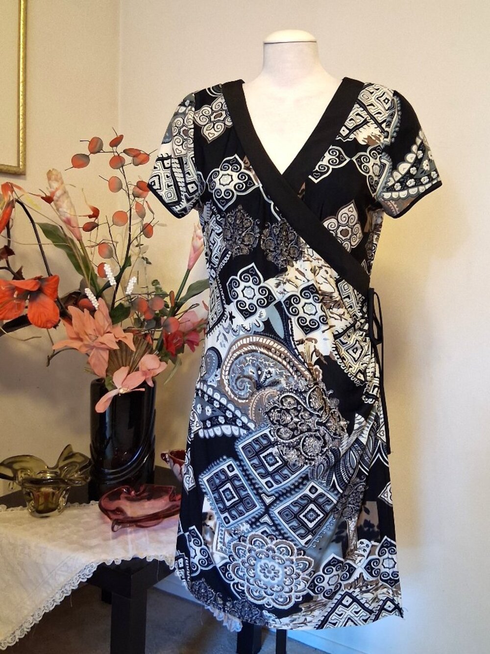 NWOT Papillon Unique Pleated Sundress Classy A-Line Flowy Summer Midi Dress 14